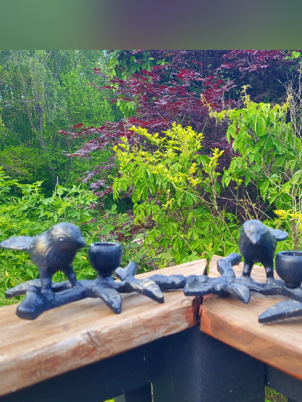 Cast Iron Birds on Branch Candle Holder 12.25 in Rustic Primitive Decor